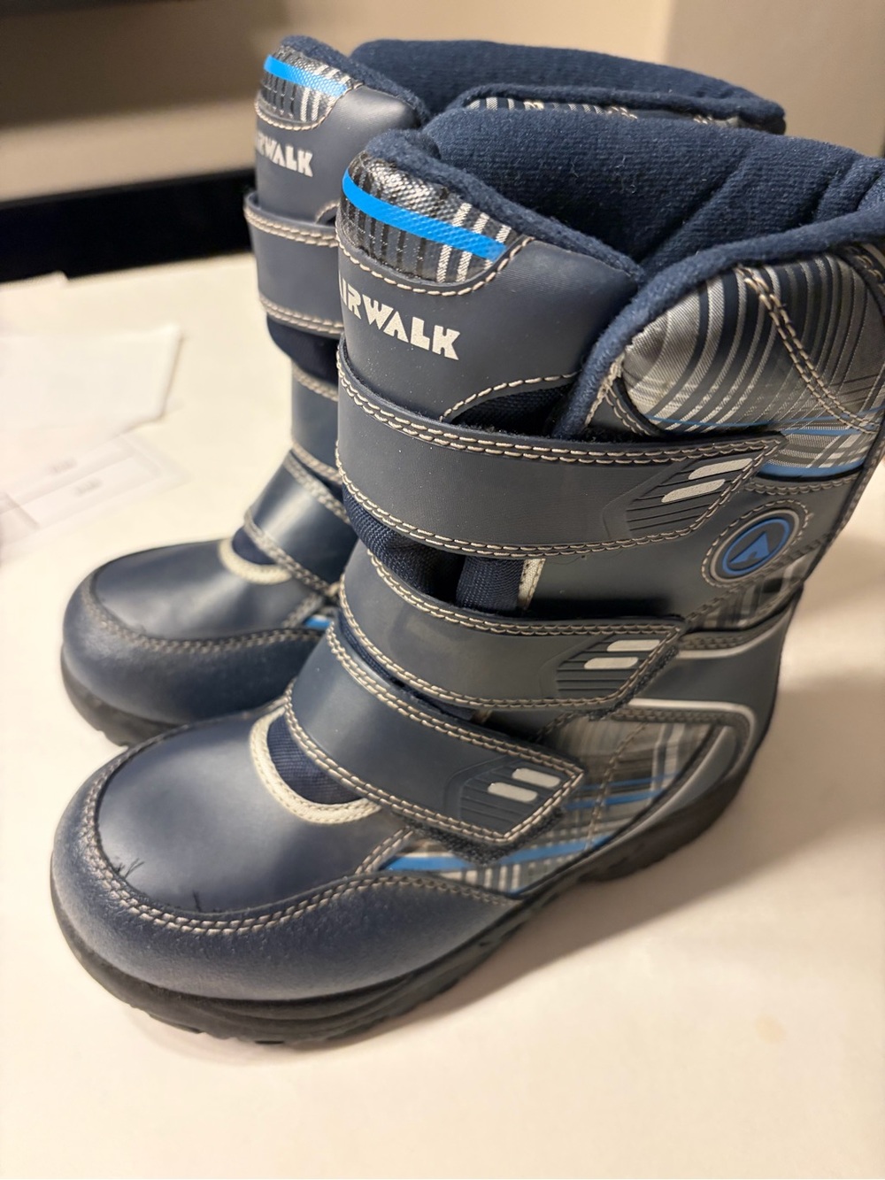 Kids Navy Blue Winter Boots with Adjustable Straps